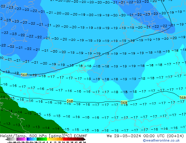 Z500/Rain (+SLP)/Z850 ECMWF Qua 29.05.2024 00 UTC