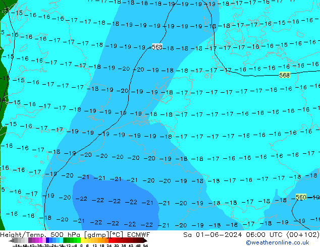 Z500/Rain (+SLP)/Z850 ECMWF so. 01.06.2024 06 UTC