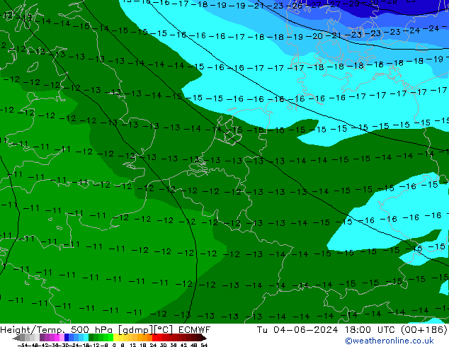 Z500/Yağmur (+YB)/Z850 ECMWF Sa 04.06.2024 18 UTC