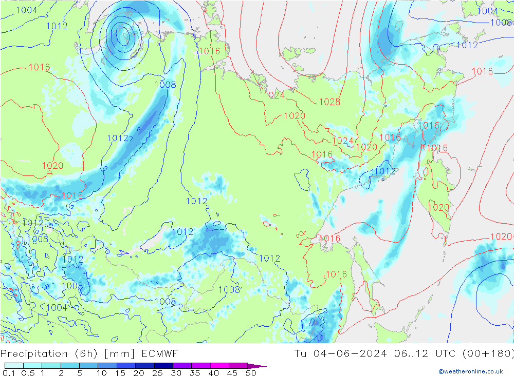 Z500/Rain (+SLP)/Z850 ECMWF вт 04.06.2024 12 UTC