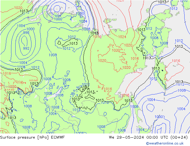 Bodendruck ECMWF Mi 29.05.2024 00 UTC