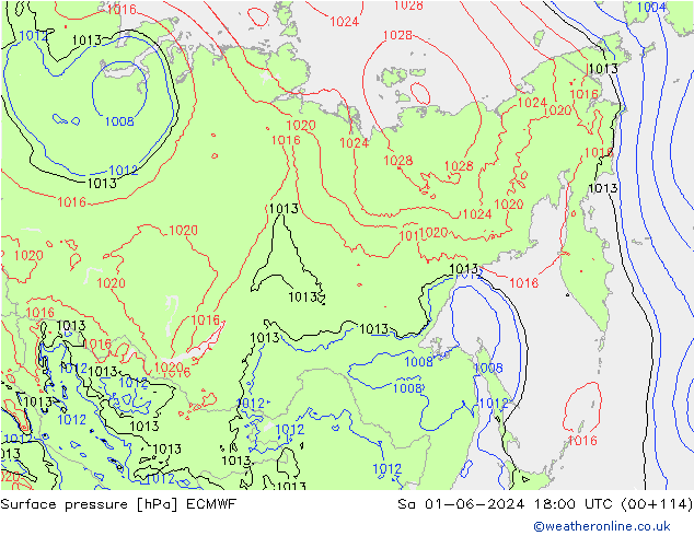 pressão do solo ECMWF Sáb 01.06.2024 18 UTC
