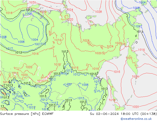 Surface pressure ECMWF Su 02.06.2024 18 UTC