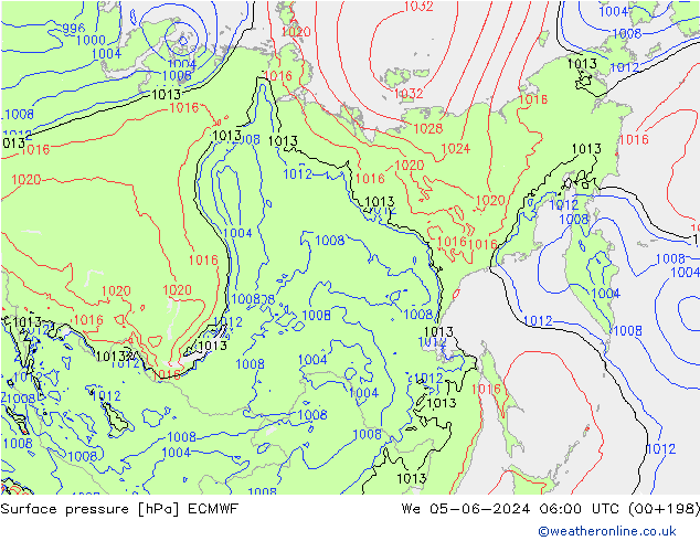 Pressione al suolo ECMWF mer 05.06.2024 06 UTC