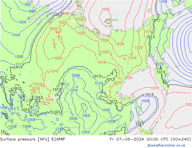 Surface pressure ECMWF Fr 07.06.2024 00 UTC