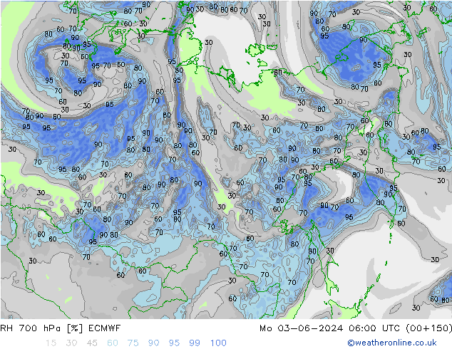 700 hPa Nispi Nem ECMWF Pzt 03.06.2024 06 UTC