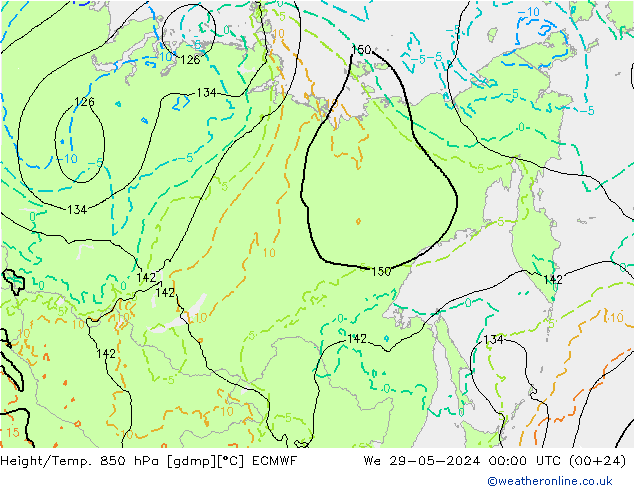 Z500/Rain (+SLP)/Z850 ECMWF We 29.05.2024 00 UTC