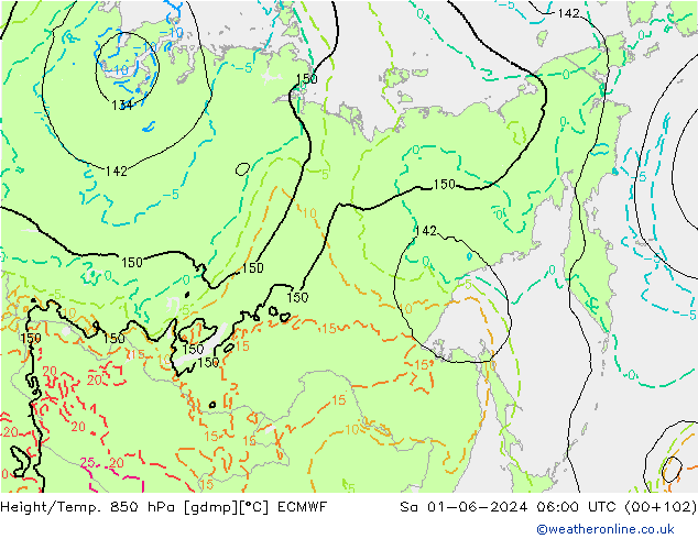 Height/Temp. 850 hPa ECMWF So 01.06.2024 06 UTC