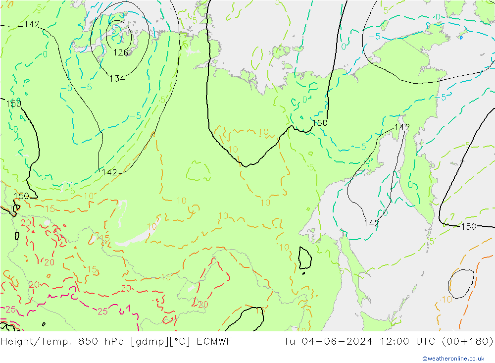 Z500/Rain (+SLP)/Z850 ECMWF вт 04.06.2024 12 UTC