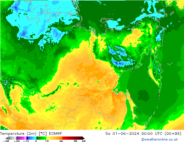 Temperatura (2m) ECMWF sáb 01.06.2024 00 UTC