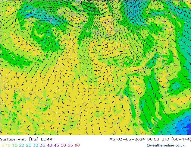 Vento 10 m ECMWF lun 03.06.2024 00 UTC