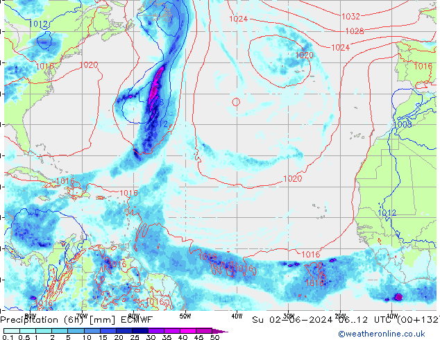 Z500/Rain (+SLP)/Z850 ECMWF Ne 02.06.2024 12 UTC