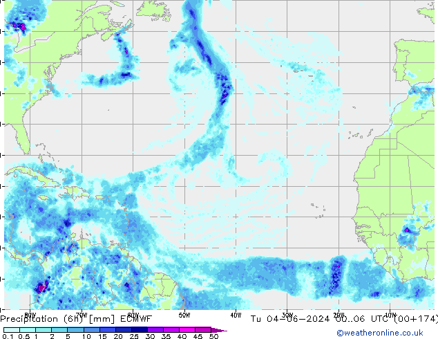 Precipitazione (6h) ECMWF mar 04.06.2024 06 UTC