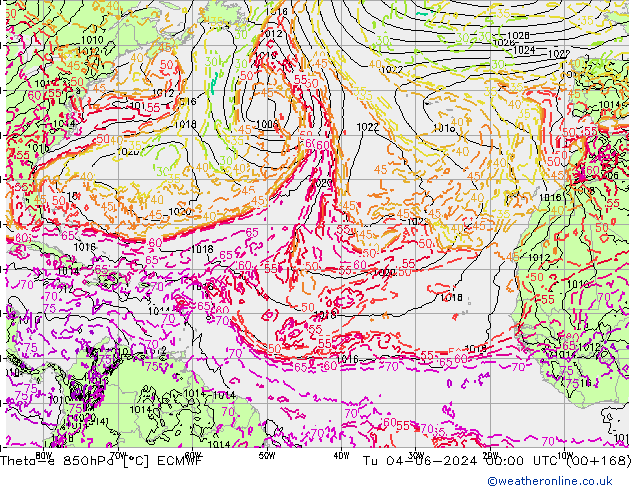 Theta-e 850hPa ECMWF mar 04.06.2024 00 UTC