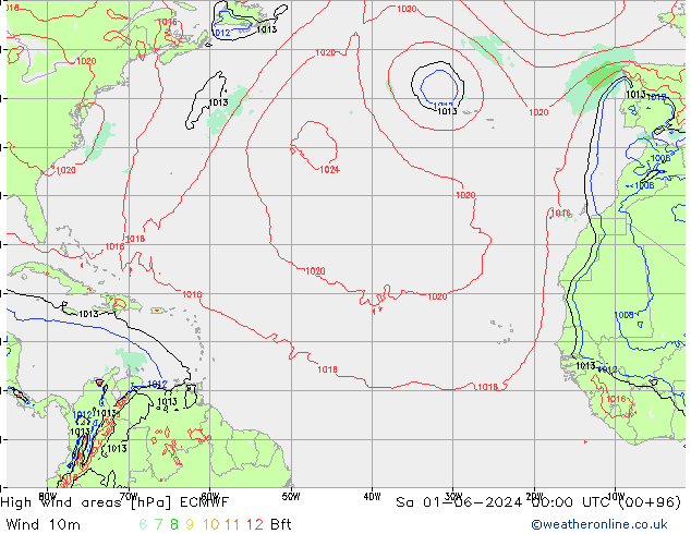 High wind areas ECMWF sam 01.06.2024 00 UTC
