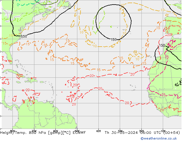Z500/Rain (+SLP)/Z850 ECMWF Th 30.05.2024 06 UTC