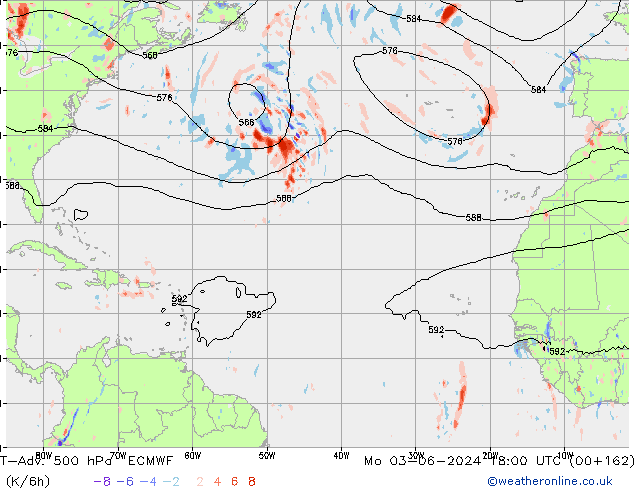 T-Adv. 500 hPa ECMWF Mo 03.06.2024 18 UTC