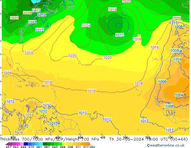 Schichtdicke 700-1000 hPa ECMWF Do 30.05.2024 18 UTC