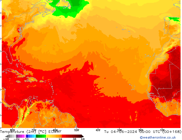 Sıcaklık Haritası (2m) ECMWF Sa 04.06.2024 00 UTC