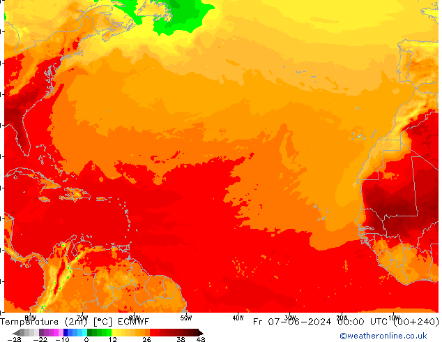 карта температуры ECMWF пт 07.06.2024 00 UTC