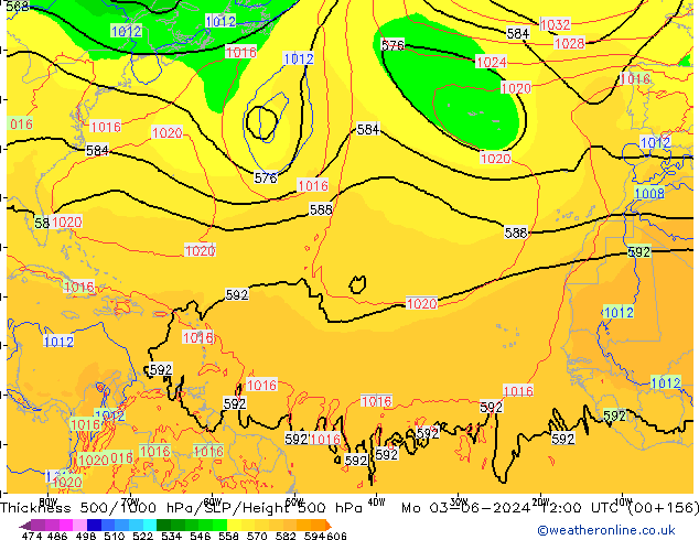 Dikte 500-1000hPa ECMWF ma 03.06.2024 12 UTC