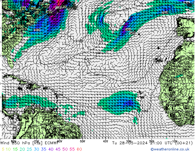 Rüzgar 850 hPa ECMWF Sa 28.05.2024 21 UTC