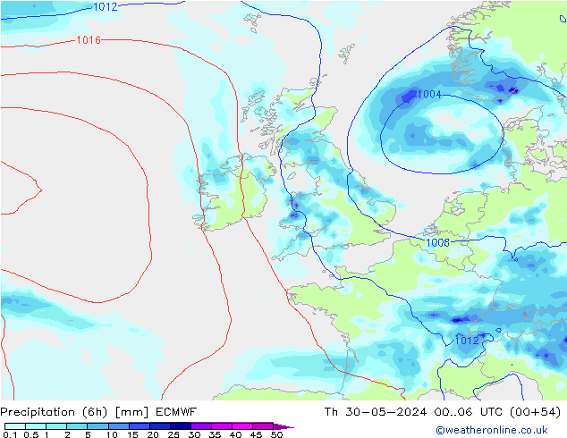 Z500/Yağmur (+YB)/Z850 ECMWF Per 30.05.2024 06 UTC