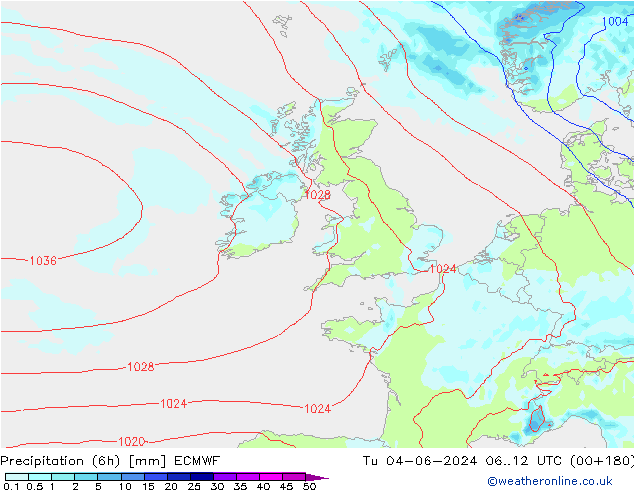 Z500/Rain (+SLP)/Z850 ECMWF mar 04.06.2024 12 UTC