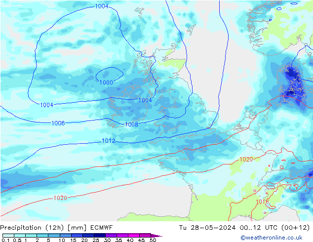 Yağış (12h) ECMWF Sa 28.05.2024 12 UTC