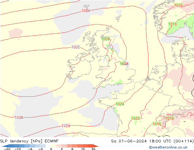 SLP tendency ECMWF Sa 01.06.2024 18 UTC