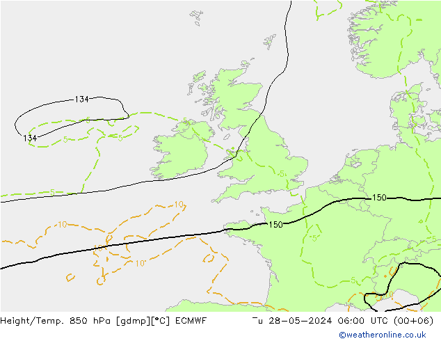 Z500/Rain (+SLP)/Z850 ECMWF Tu 28.05.2024 06 UTC