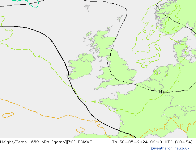 Z500/Yağmur (+YB)/Z850 ECMWF Per 30.05.2024 06 UTC