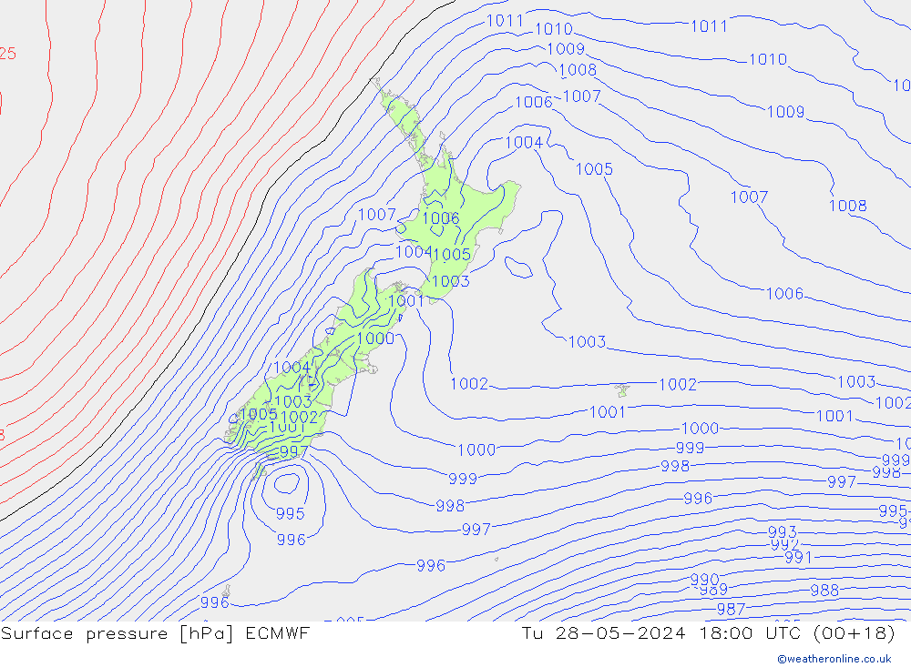 Presión superficial ECMWF mar 28.05.2024 18 UTC