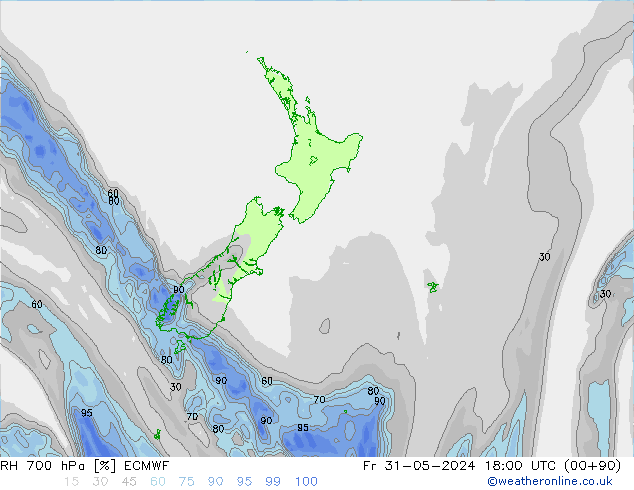 RH 700 hPa ECMWF Fr 31.05.2024 18 UTC