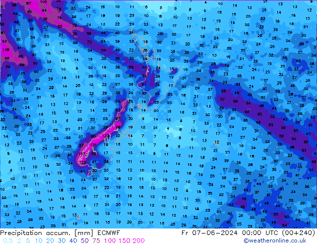 Toplam Yağış ECMWF Cu 07.06.2024 00 UTC