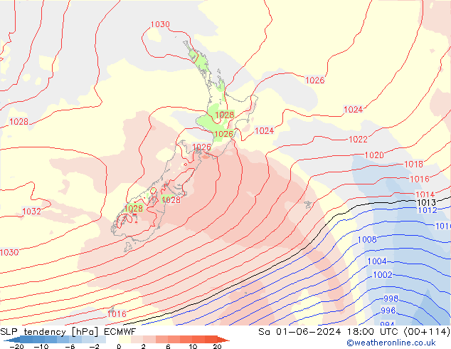 SLP tendency ECMWF So 01.06.2024 18 UTC