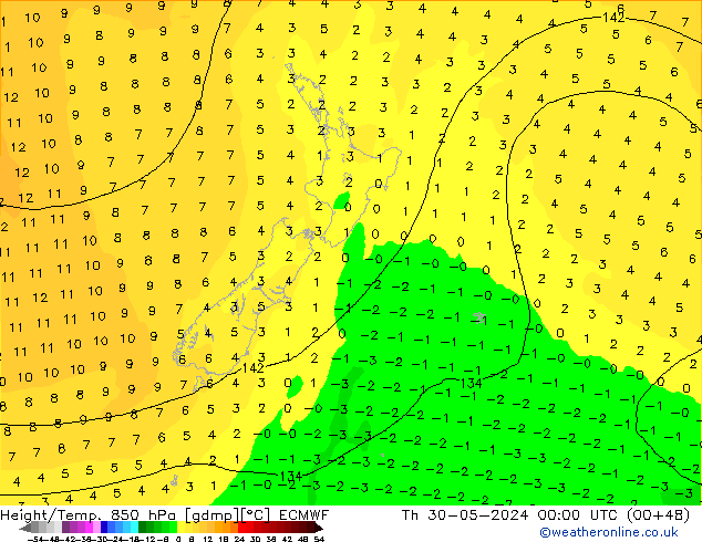 Z500/Rain (+SLP)/Z850 ECMWF чт 30.05.2024 00 UTC