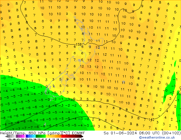 Z500/Rain (+SLP)/Z850 ECMWF Sáb 01.06.2024 06 UTC