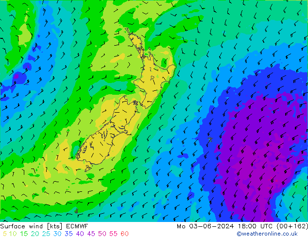 Vento 10 m ECMWF Seg 03.06.2024 18 UTC