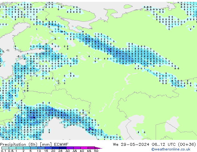 Z500/Regen(+SLP)/Z850 ECMWF wo 29.05.2024 12 UTC