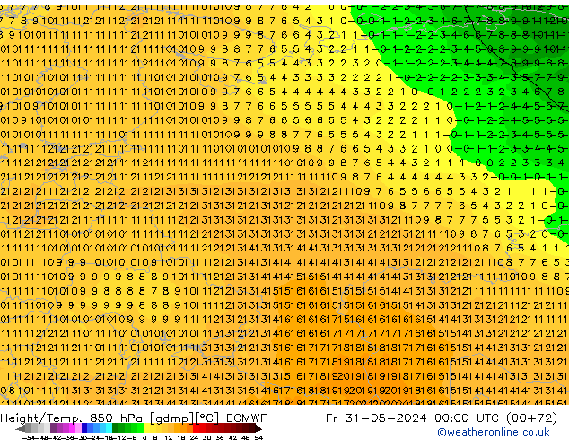 Z500/Rain (+SLP)/Z850 ECMWF  31.05.2024 00 UTC