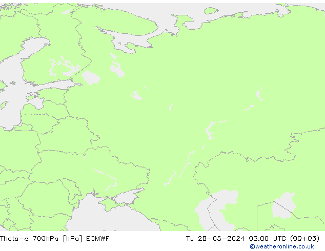 Theta-e 700hPa ECMWF Tu 28.05.2024 03 UTC