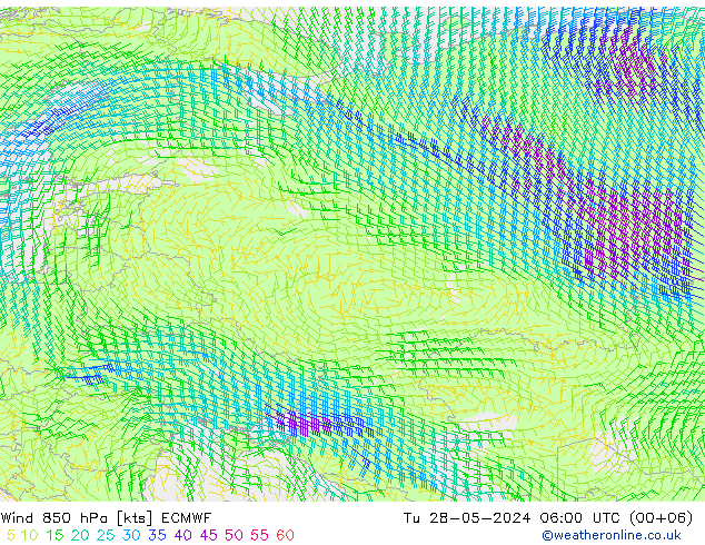 Rüzgar 850 hPa ECMWF Sa 28.05.2024 06 UTC