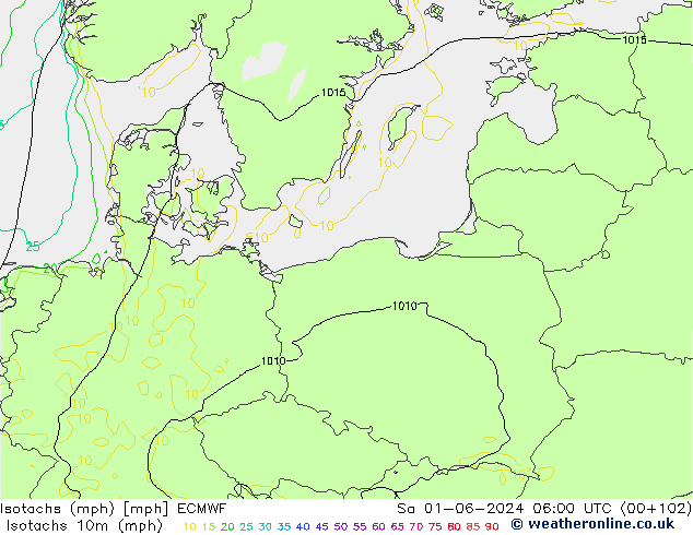 Isotachs (mph) ECMWF  01.06.2024 06 UTC