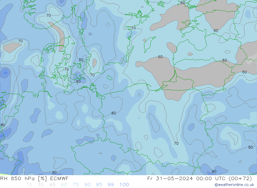 850 hPa Nispi Nem ECMWF Cu 31.05.2024 00 UTC