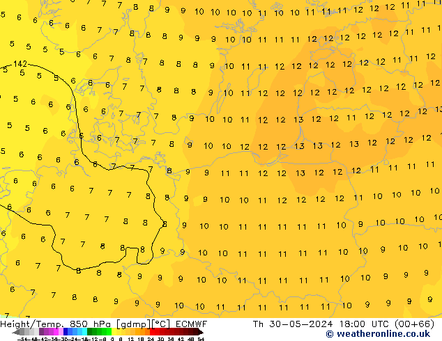 Z500/Rain (+SLP)/Z850 ECMWF Do 30.05.2024 18 UTC