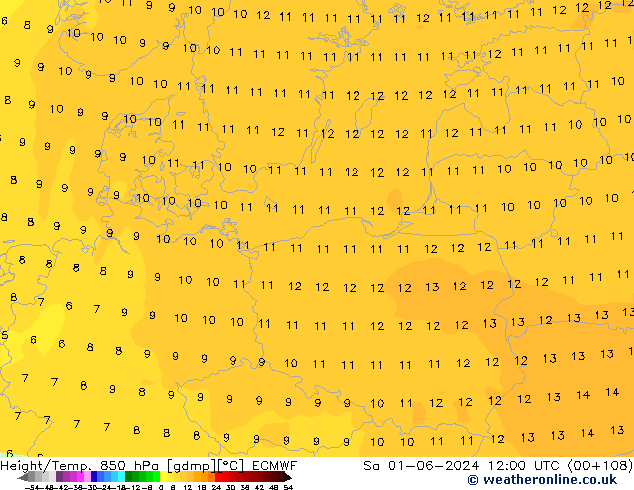 Z500/Rain (+SLP)/Z850 ECMWF  01.06.2024 12 UTC