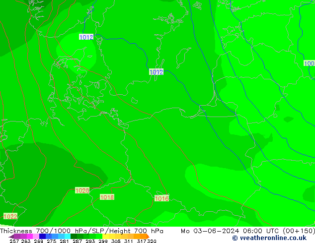 Thck 700-1000 hPa ECMWF Po 03.06.2024 06 UTC