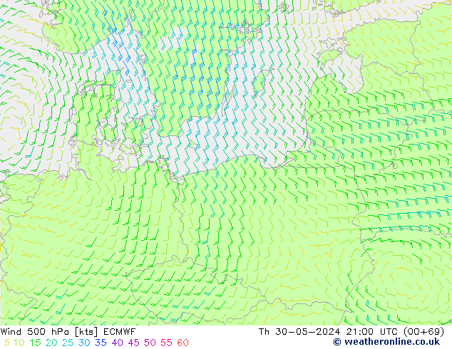 Wind 500 hPa ECMWF do 30.05.2024 21 UTC