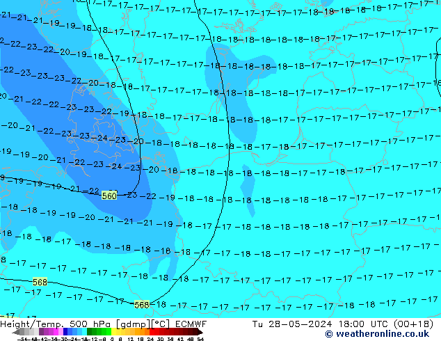 Z500/Regen(+SLP)/Z850 ECMWF di 28.05.2024 18 UTC